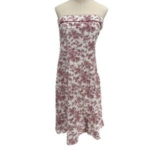 Just Choon White Red Floral Strapless Dress Size 13 Women's